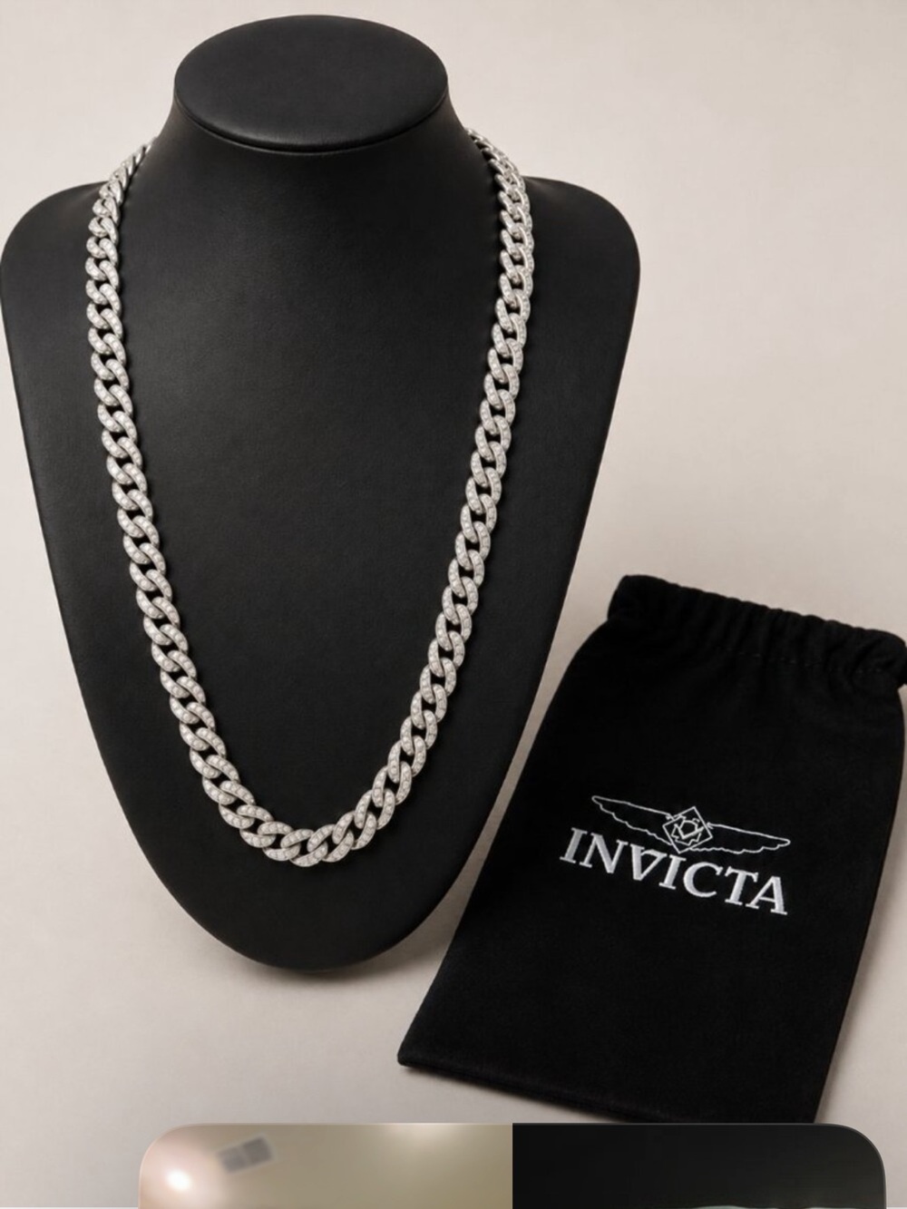 Invicta Silver Men’s Cuban Link Bracelet and necklace